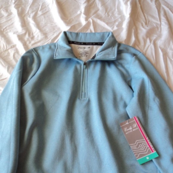 NWT Emily B Activewear Women's Medium Blue Pull On Jacket Half Zipper Fleece - Picture 2 of 8